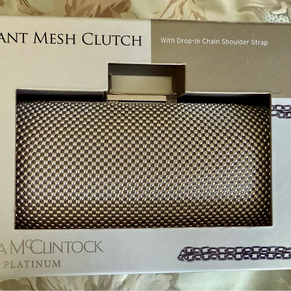 Jessica McClintock Silver Mesh Clutch
